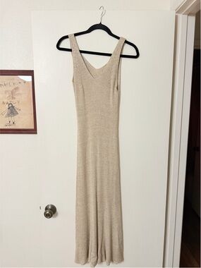 Sleeveless Knit Maxi Dress in Beige
